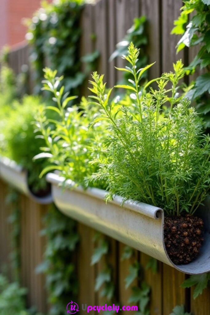 Hanging Gutter Herb Garden