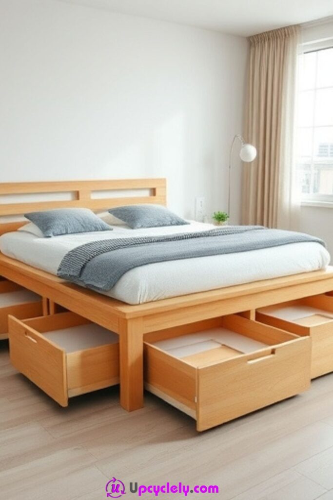 Modern Bed Frame with Drawers