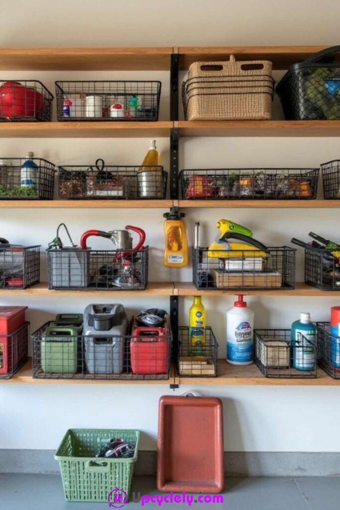 Garage Shelving with Baskets