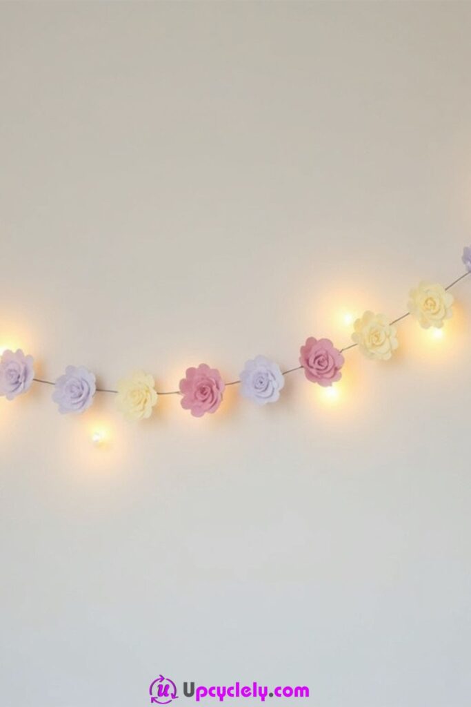 LED String Light Garland with Paper Flowers