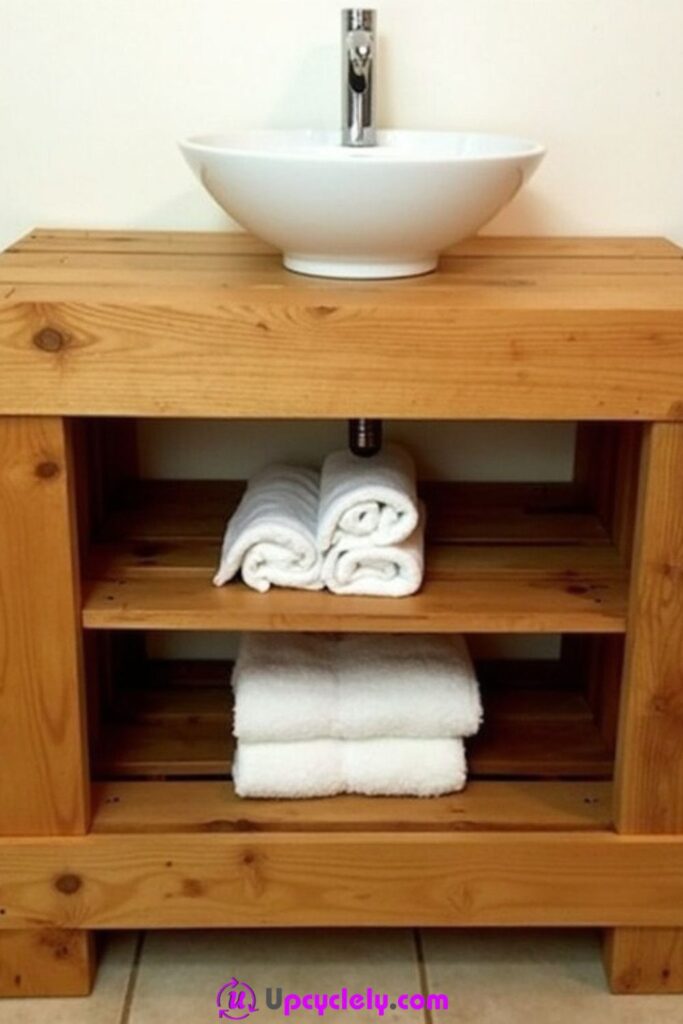 Vanity made from reclaimed wooden pallets