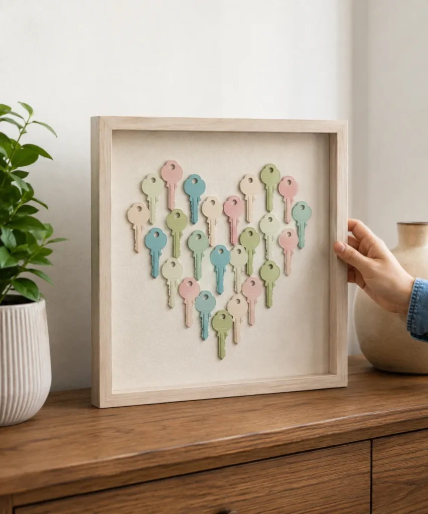 Arrange Painted Keys Into Heart-Shaped Wall Art Arrange Painted Keys Into Heart-Shaped Wall Art
