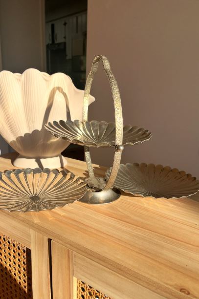 Build a Multi-Level Display Stand from Fluted Silver Trays Build a Multi-Level Display Stand from Fluted Silver Trays