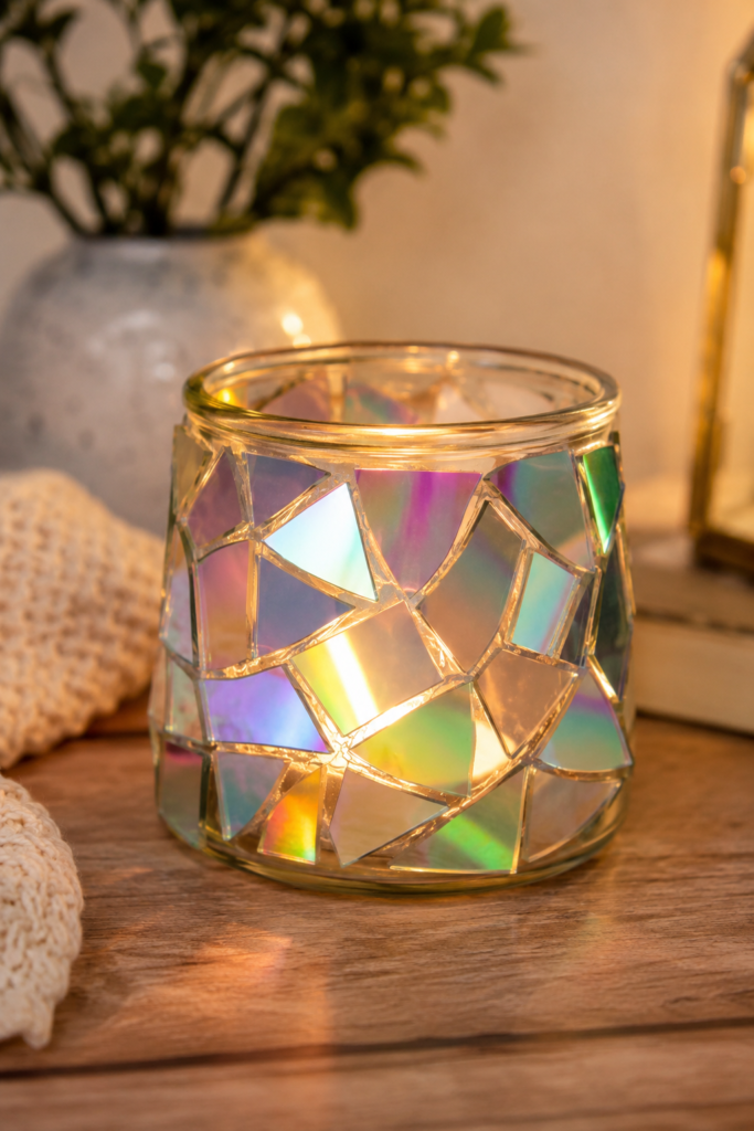 CD Mosaic Candle Holder