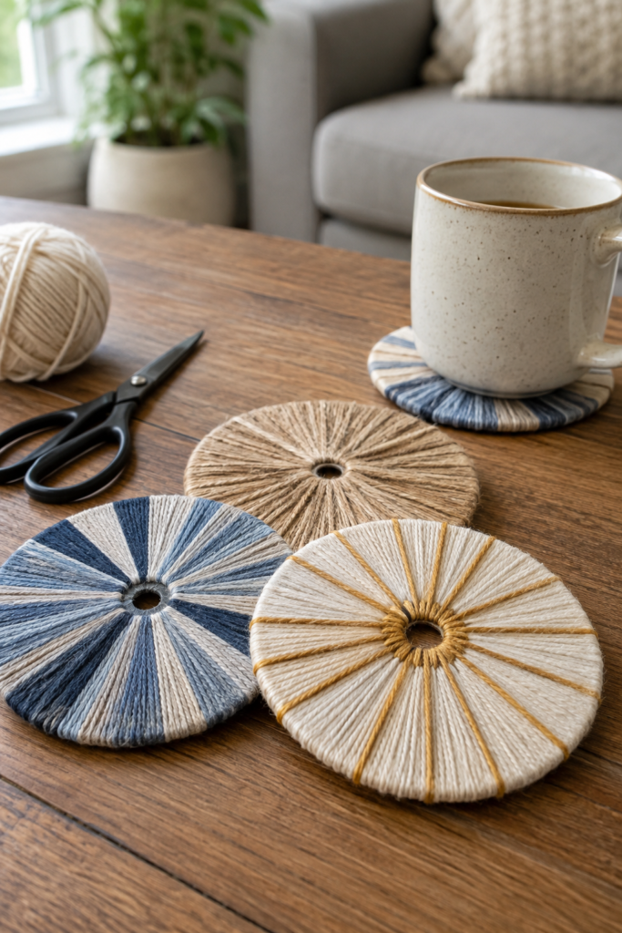 CD Yarn-Wrapped Coasters