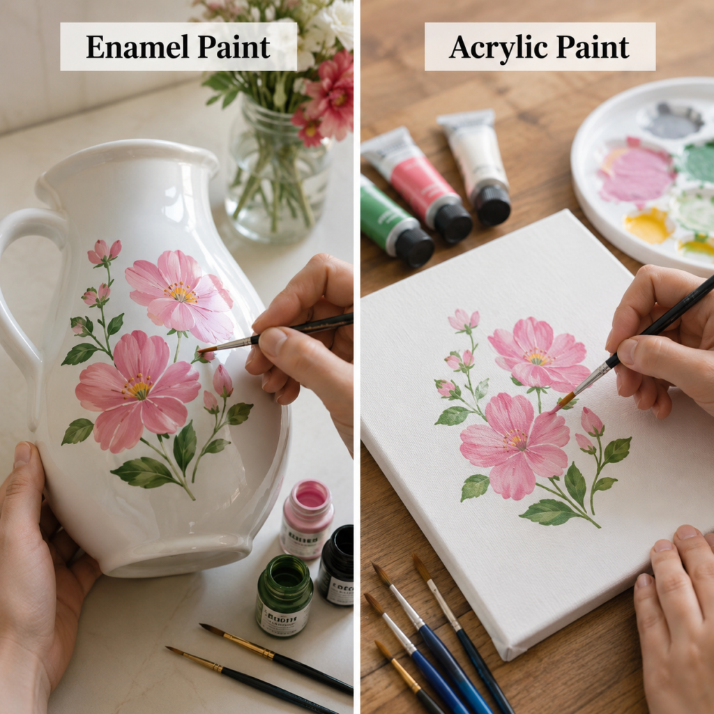 Compare Floral Painting on a Pitcher and on a Canvas Panel Compare Floral Painting on a Pitcher and on a Canvas Panel