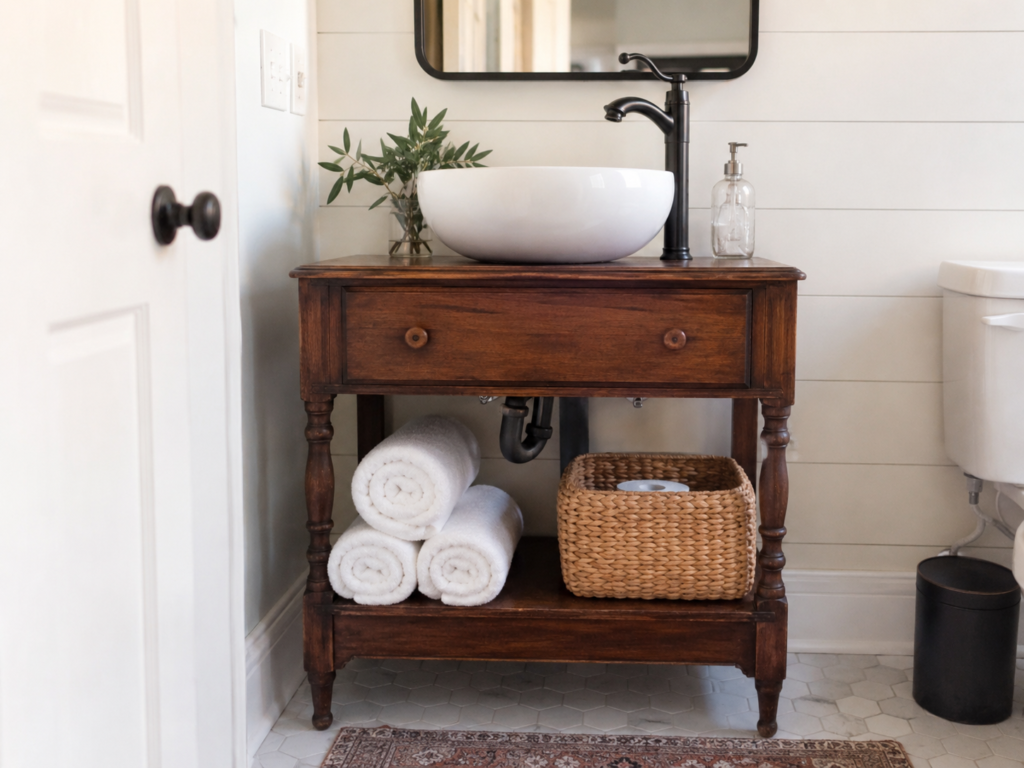 Convert a Nightstand Into a Small Bathroom Vanity