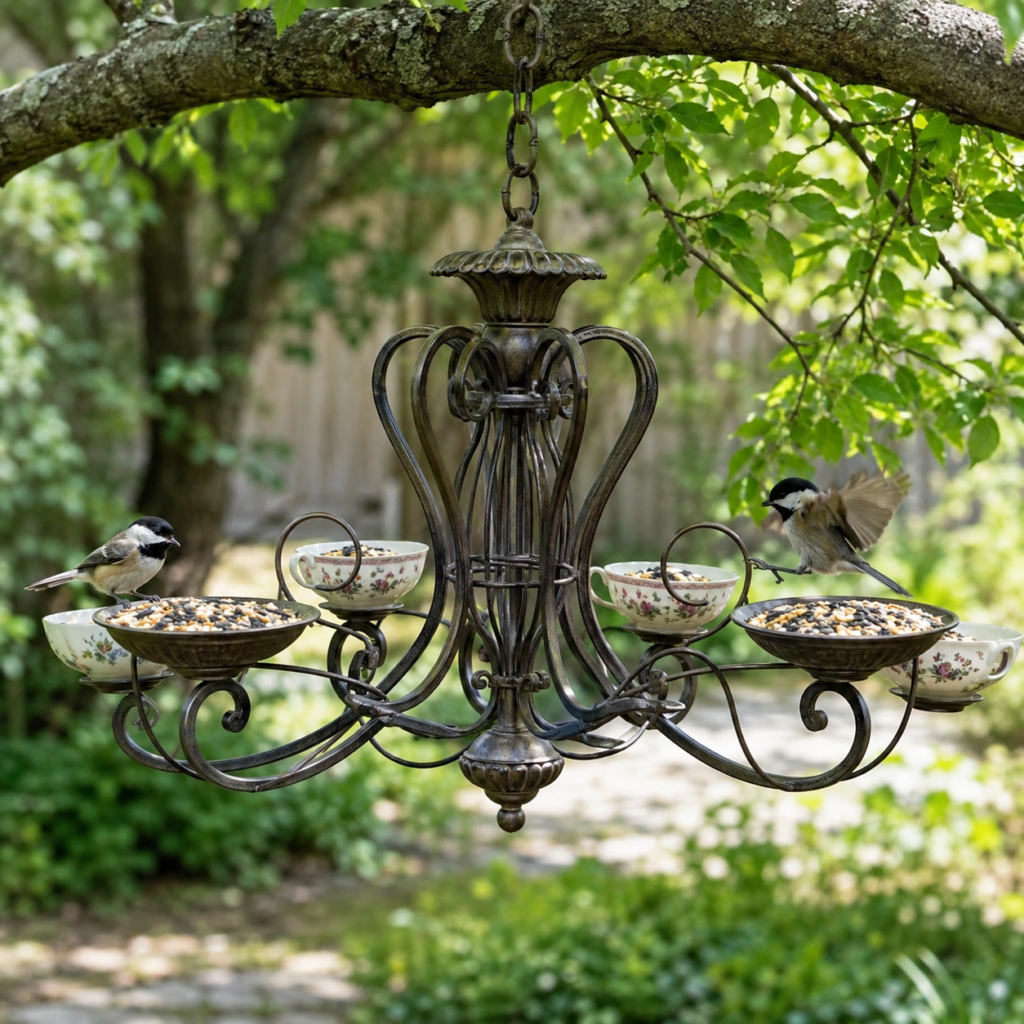 Convert an Old Chandelier Into a Garden Bird Feeder Convert an Old Chandelier Into a Garden Bird Feeder