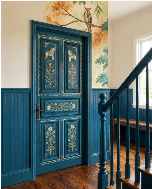 Give a Plain Hollow-Core Door a Folk-Art Paint Makeover Give a Plain Hollow-Core Door a Folk-Art Paint Makeover