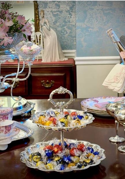 Join Two Ornate Trays into a Compact Treat Stand Join Two Ornate Trays into a Compact Treat Stand