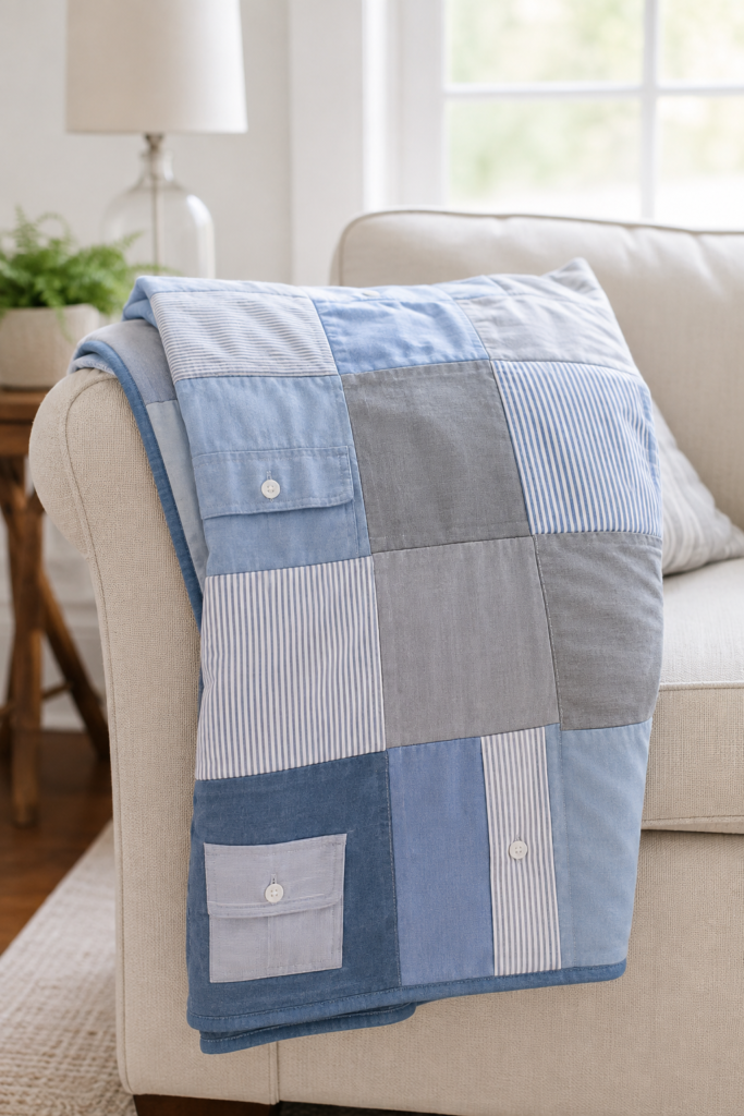 Keep the Palette Soft for a Blue and Grey Sofa Throw Keep the Palette Soft for a Blue and Grey Sofa Throw