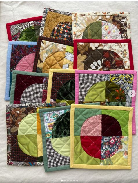Make Quilted Mug Rugs from Mixed Flat Sheet Pieces