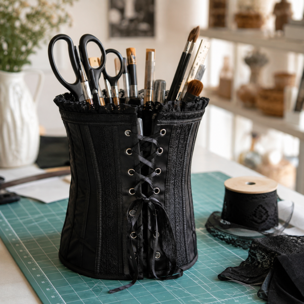 Make a Desktop Craft Organiser From a Corset Make a Desktop Craft Organiser From a Corset