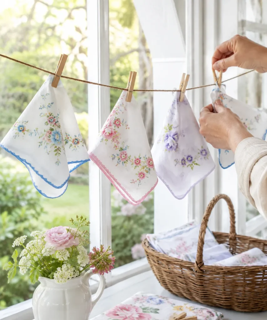 Make a Light Vintage Hankie Garland