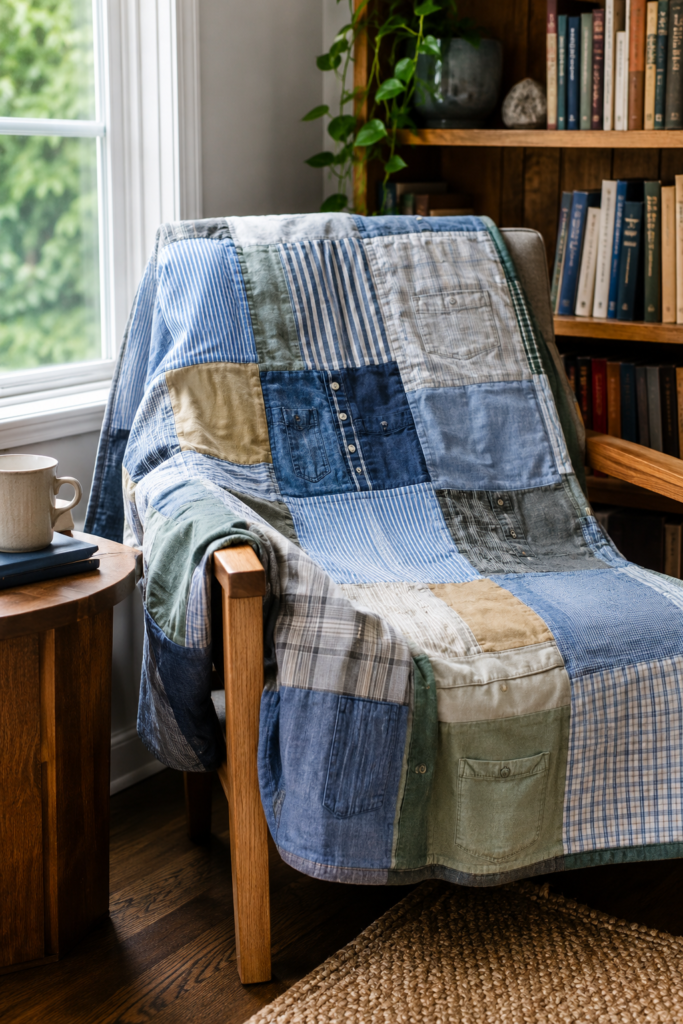 Make a Relaxed Reading-Chair Quilt from Mixed Everyday Shirts Make a Relaxed Reading-Chair Quilt from Mixed Everyday Shirts