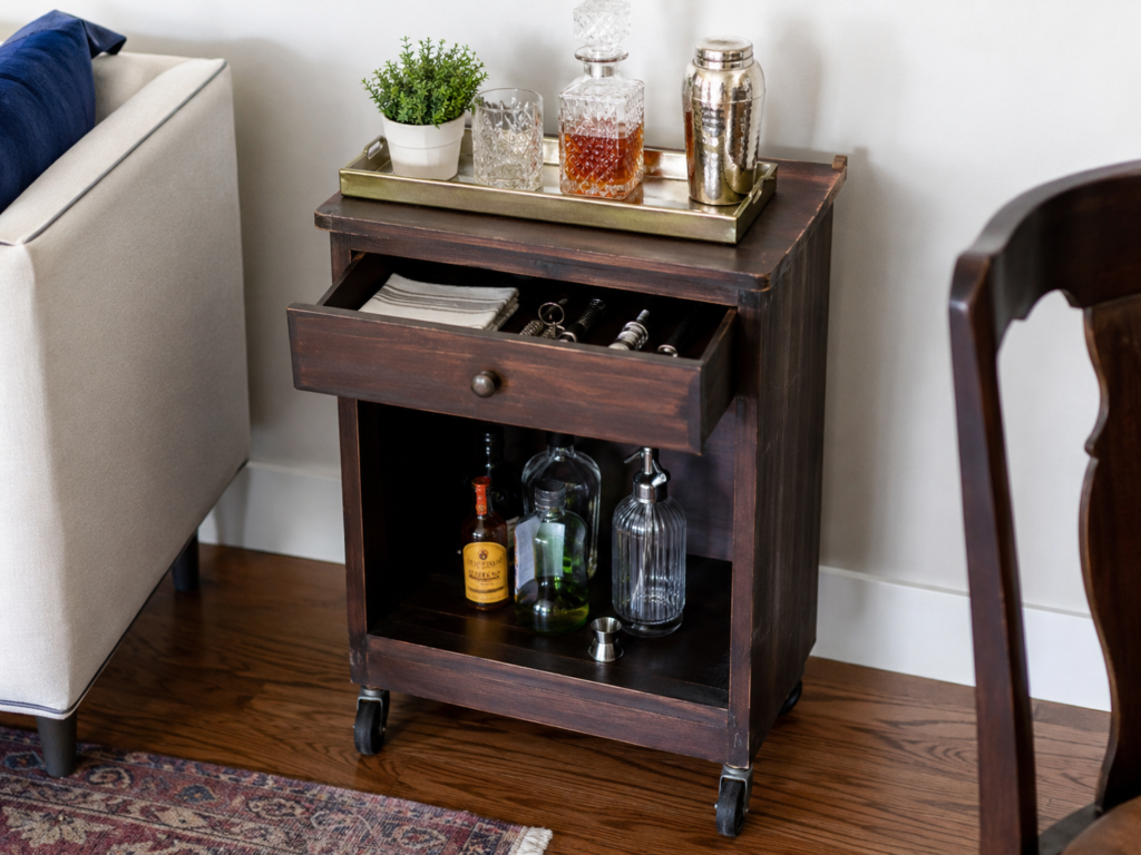 Make a Rolling Mini Bar From an Old Nightstand