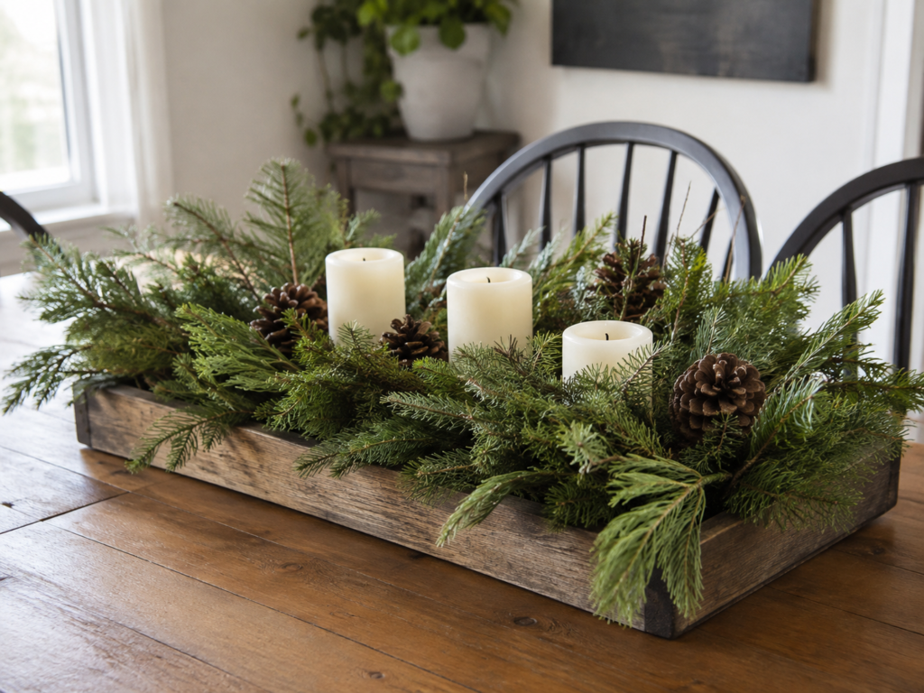 Make a Rustic Evergreen Table Centrepiece Make a Rustic Evergreen Table Centrepiece