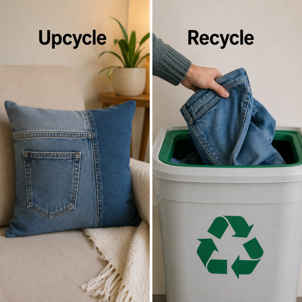 Old Denim Make a Cushion Cover or Choose a Textile Recovery Route Old Denim Make a Cushion Cover or Choose a Textile Recovery Route