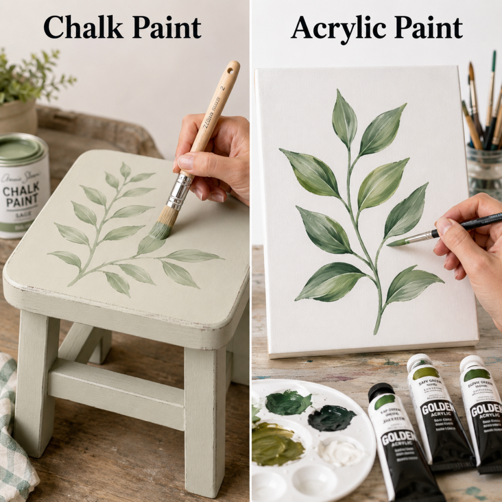 Paint a Botanical Stem on a Small Stool or on a Canvas Panel Paint a Botanical Stem on a Small Stool or on a Canvas Panel