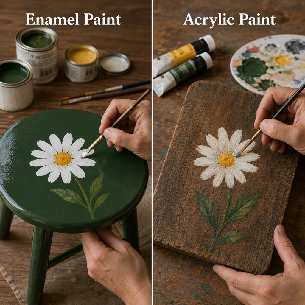 Paint a Daisy on a Stool or on a Rustic Wooden Board Paint a Daisy on a Stool or on a Rustic Wooden Board