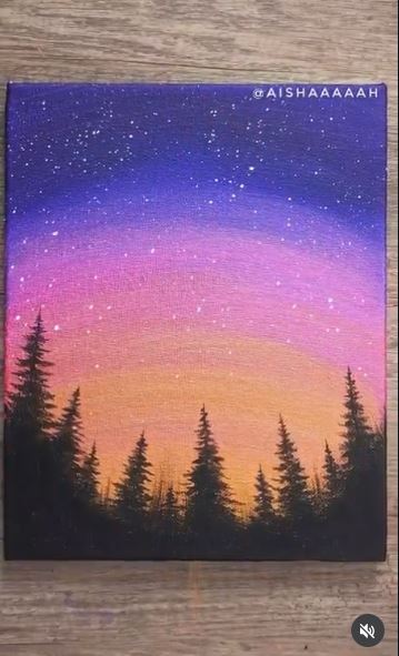 Paint a Simple Forest With Gold and Pink Iridescence