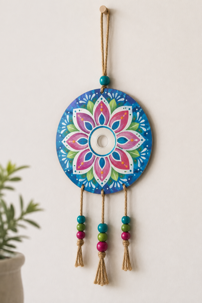 Painted CD Mandala Wall Hanging