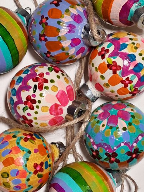 Repurpose Old Christmas Baubles with Hand-Painted Folk Designs