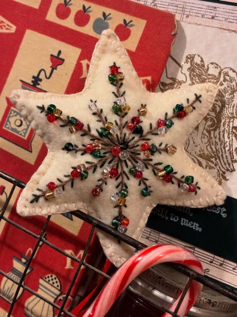 Repurpose a Plain Felt Star Ornament with Beaded Embroidery