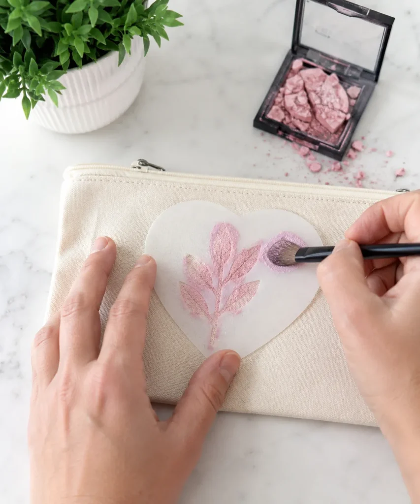 Stencil a Canvas Pouch With Eyeshadow Pigment Stencil a Canvas Pouch With Eyeshadow Pigment