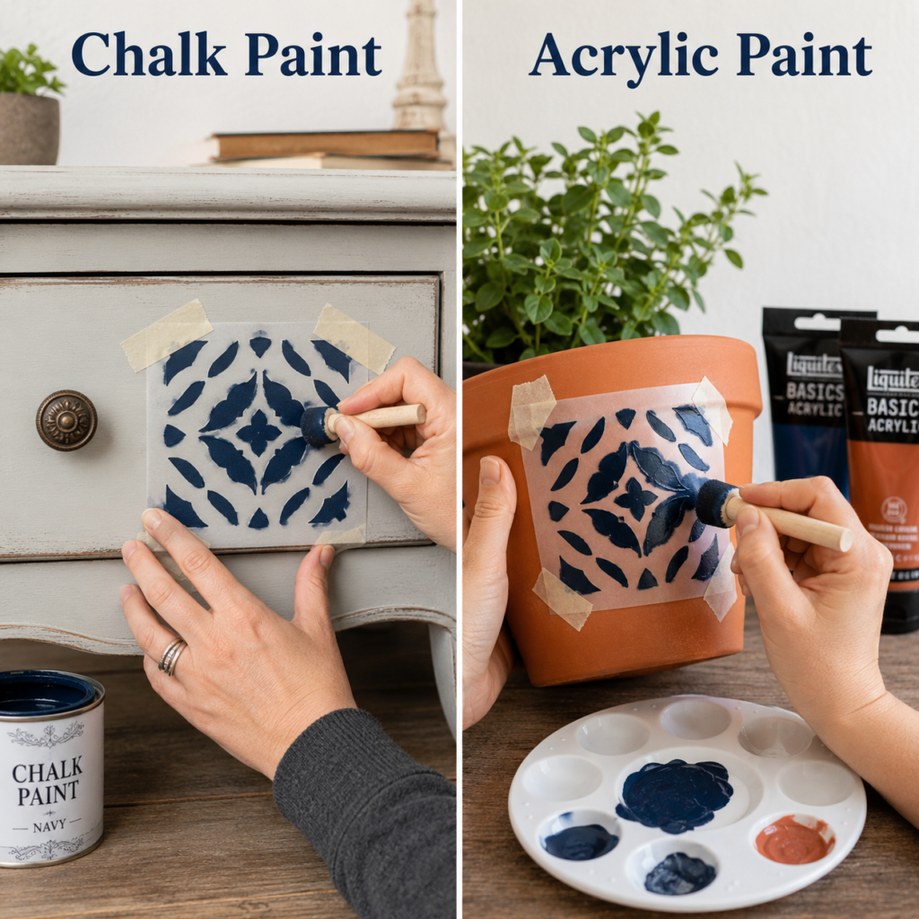Stencil a Drawer Front or a Terracotta Pot with the Same Pattern Stencil a Drawer Front or a Terracotta Pot with the Same Pattern