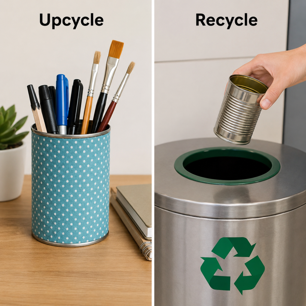 Tin Can Keep It as a Desk Holder or Recycle the Metal Tin Can Keep It as a Desk Holder or Recycle the Metal