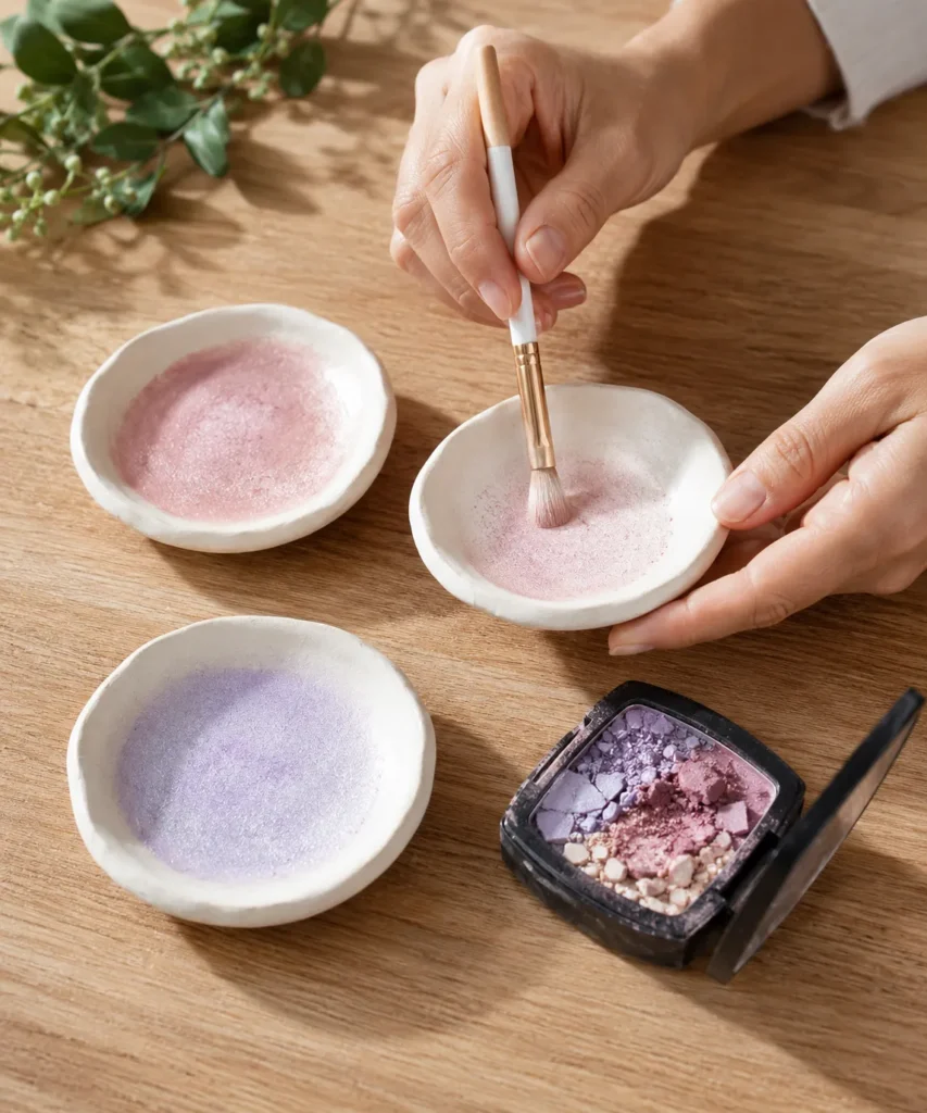 Tint Small Clay Trinket Dishes With Shimmer Pigment Tint Small Clay Trinket Dishes With Shimmer Pigment
