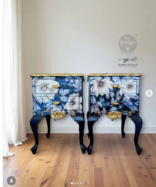 Transform Matching End Tables with Floral Découpage and Gold Details