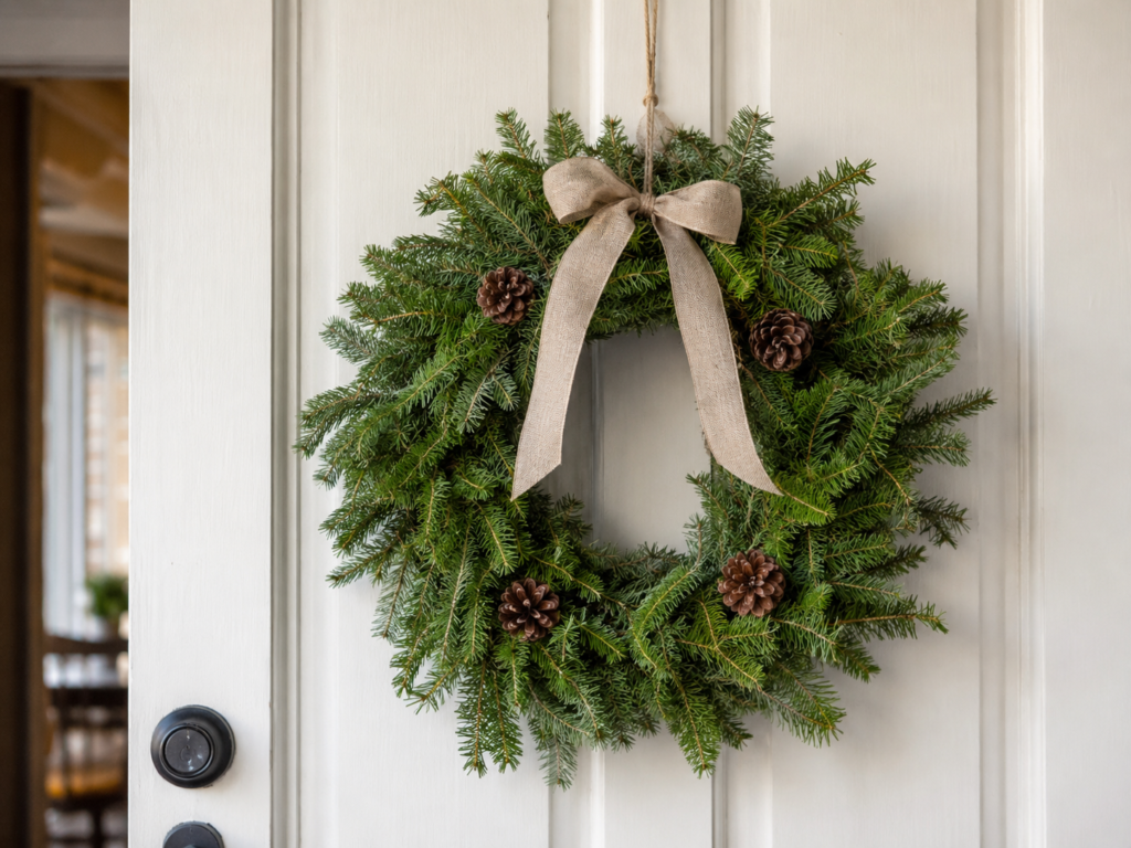 Turn Christmas Tree Branches Into a Simple Door Wreath Turn Christmas Tree Branches Into a Simple Door Wreath