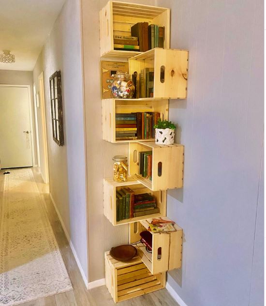 Turn Reclaimed Wooden Crates into a Corner Book Tower Turn Reclaimed Wooden Crates into a Corner Book Tower