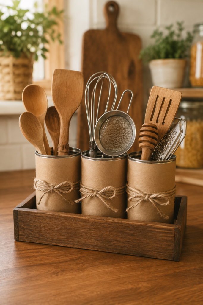 Turn Soda Cans into a Kitchen Utensil Organizer Turn Soda Cans into a Kitchen Utensil Organizer