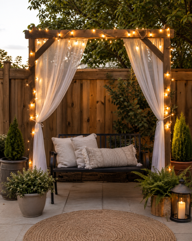Turn the Arch Into a Backyard Bench Canopy Turn the Arch Into a Backyard Bench Canopy