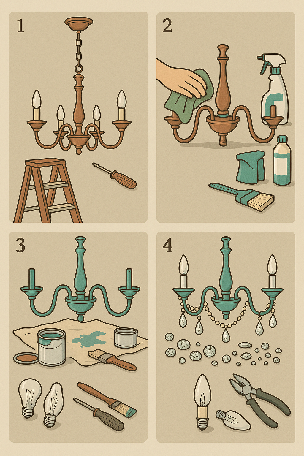 Upcycled Chandelier Steps