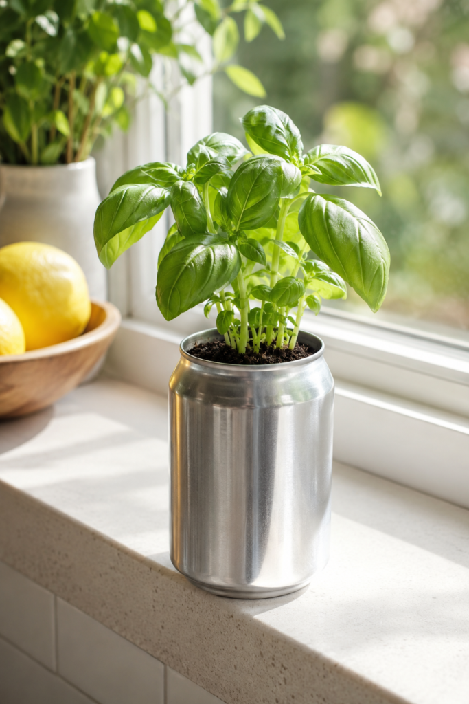 Use a Soda Can as a Small Basil Planter Use a Soda Can as a Small Basil Planter