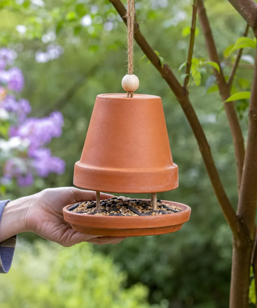 Build a Hanging Bird Feeder From a Pot and Saucer Build a Hanging Bird Feeder From a Pot and Saucer