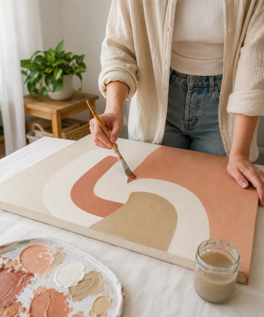Cover a Dated Canvas With Soft Modern Abstract Shapes