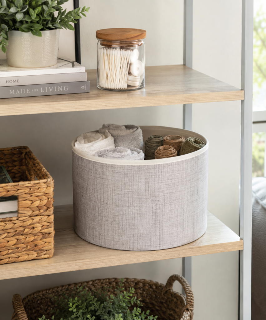 Create a Fabric Storage Bin From a Large Lamp Shade