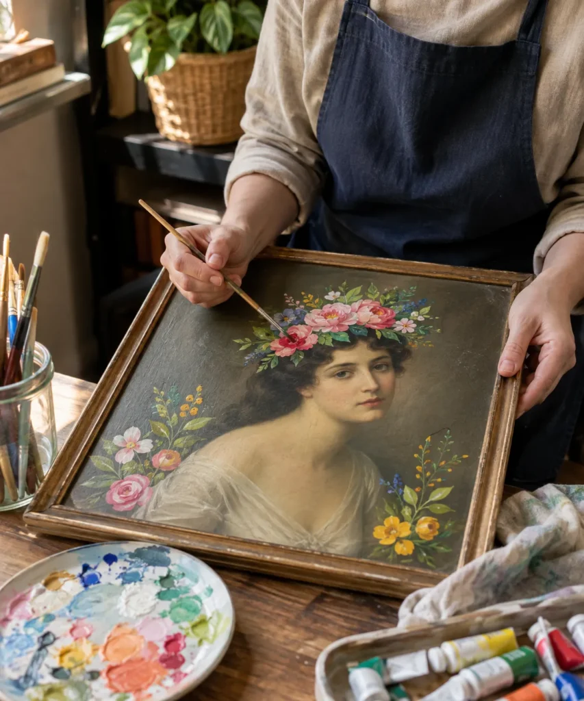 Give a Vintage Portrait a Painted Floral Crown