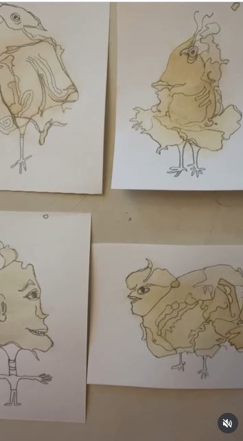 Make Painted Creatures From Tea-Bag Stain Prints