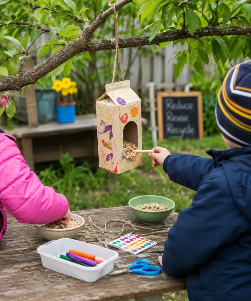 Make a Backyard Bird Feeder From a Reused Carton
