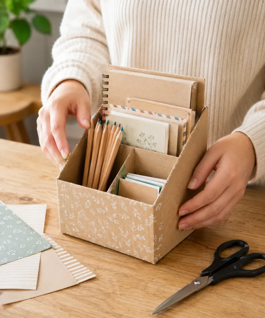 Make a Desk Organizer From Used Cardboard Packaging Make a Desk Organizer From Used Cardboard Packaging