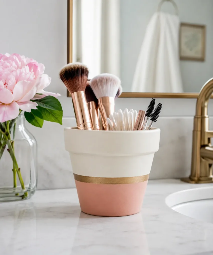 Paint a Flower Pot for Makeup Brushes and Vanity Tools Paint a Flower Pot for Makeup Brushes and Vanity Tools