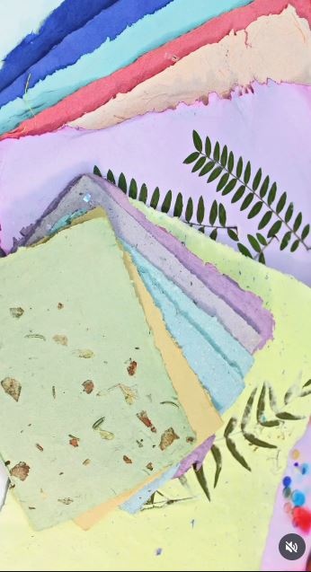 Pull New Handmade Paper Sheets From Office Shreds