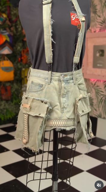 Reconstruct Cargo Denim Into a Mini Skirt With Removable Pocket Bags Reconstruct Cargo Denim Into a Mini Skirt With Removable Pocket Bags