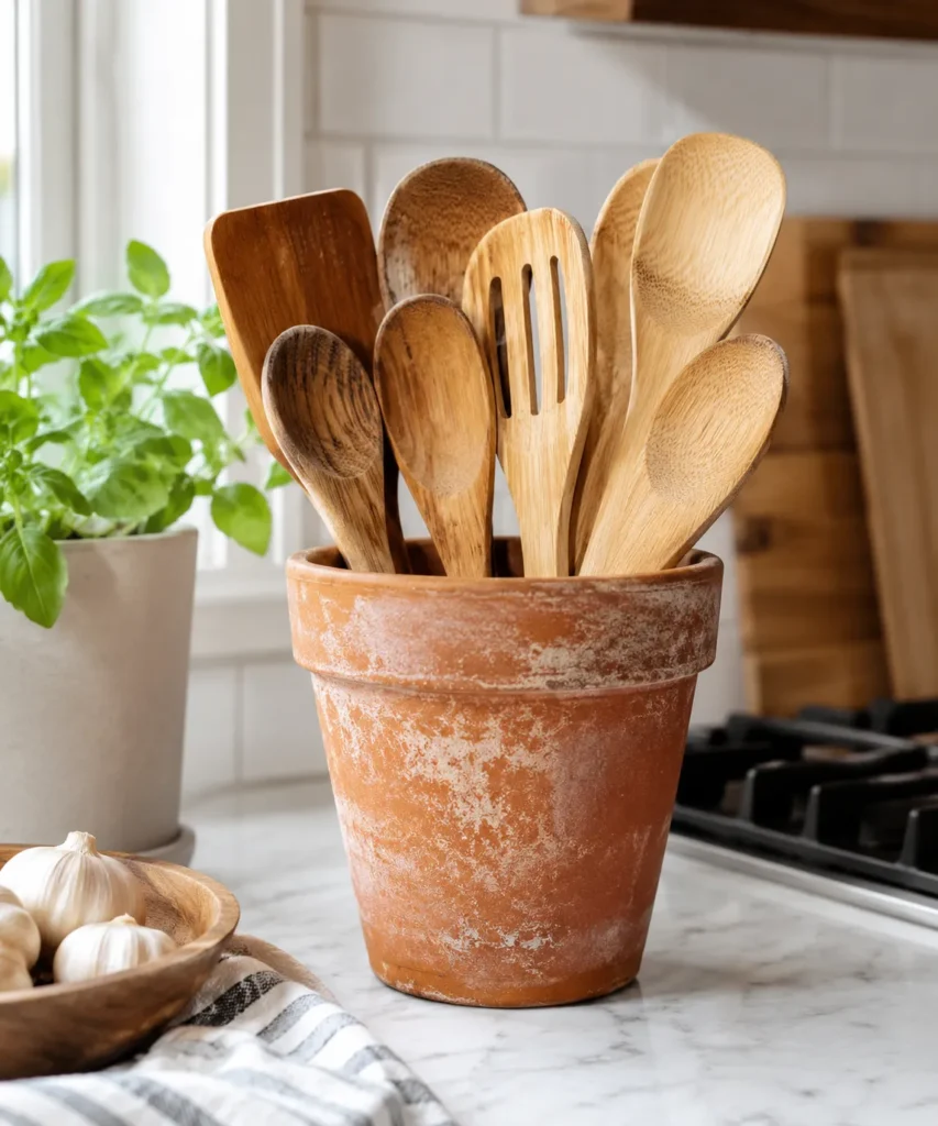 Reuse a Tall Flower Pot as a Kitchen Utensil Holder Reuse a Tall Flower Pot as a Kitchen Utensil Holder